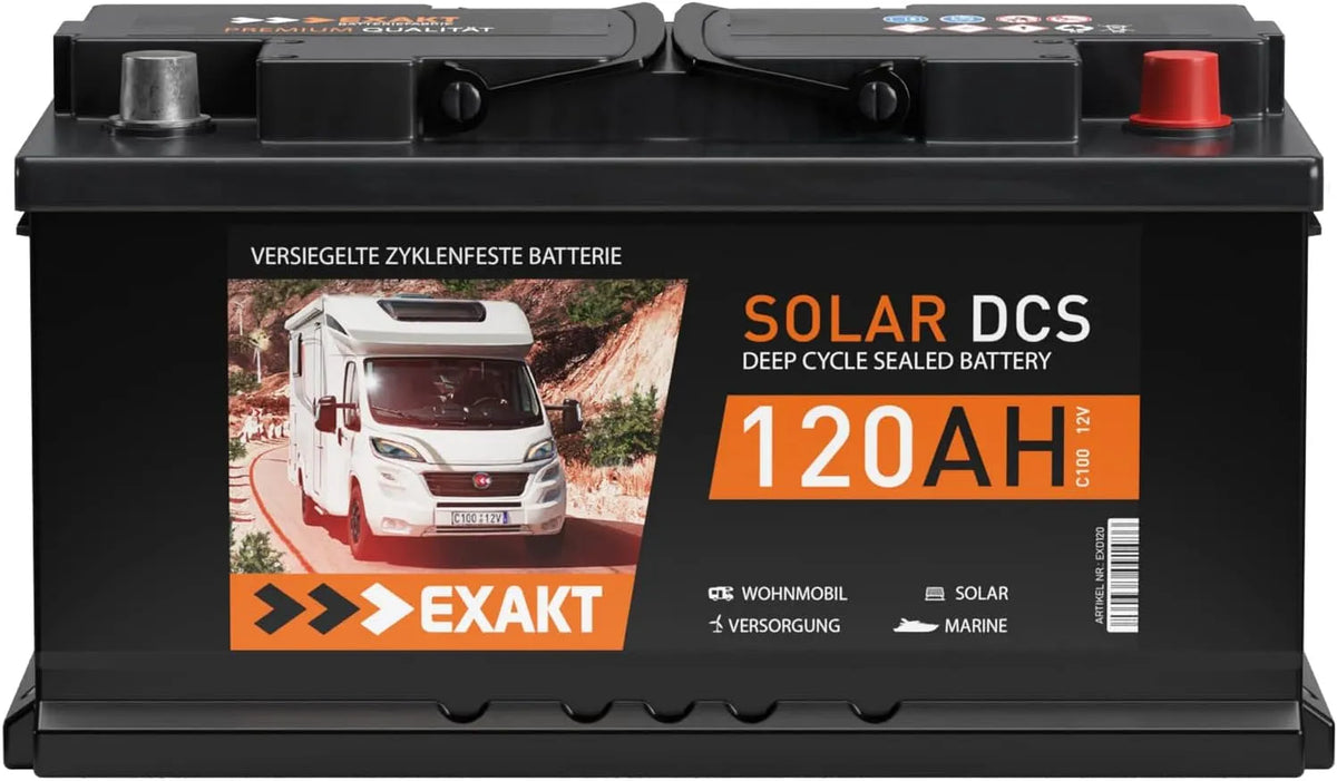 Versorgungsbatterie und Solar- und Freizeitakku, 120Ah, 12V, solarbetrieben, für Camping und Wohnmobil