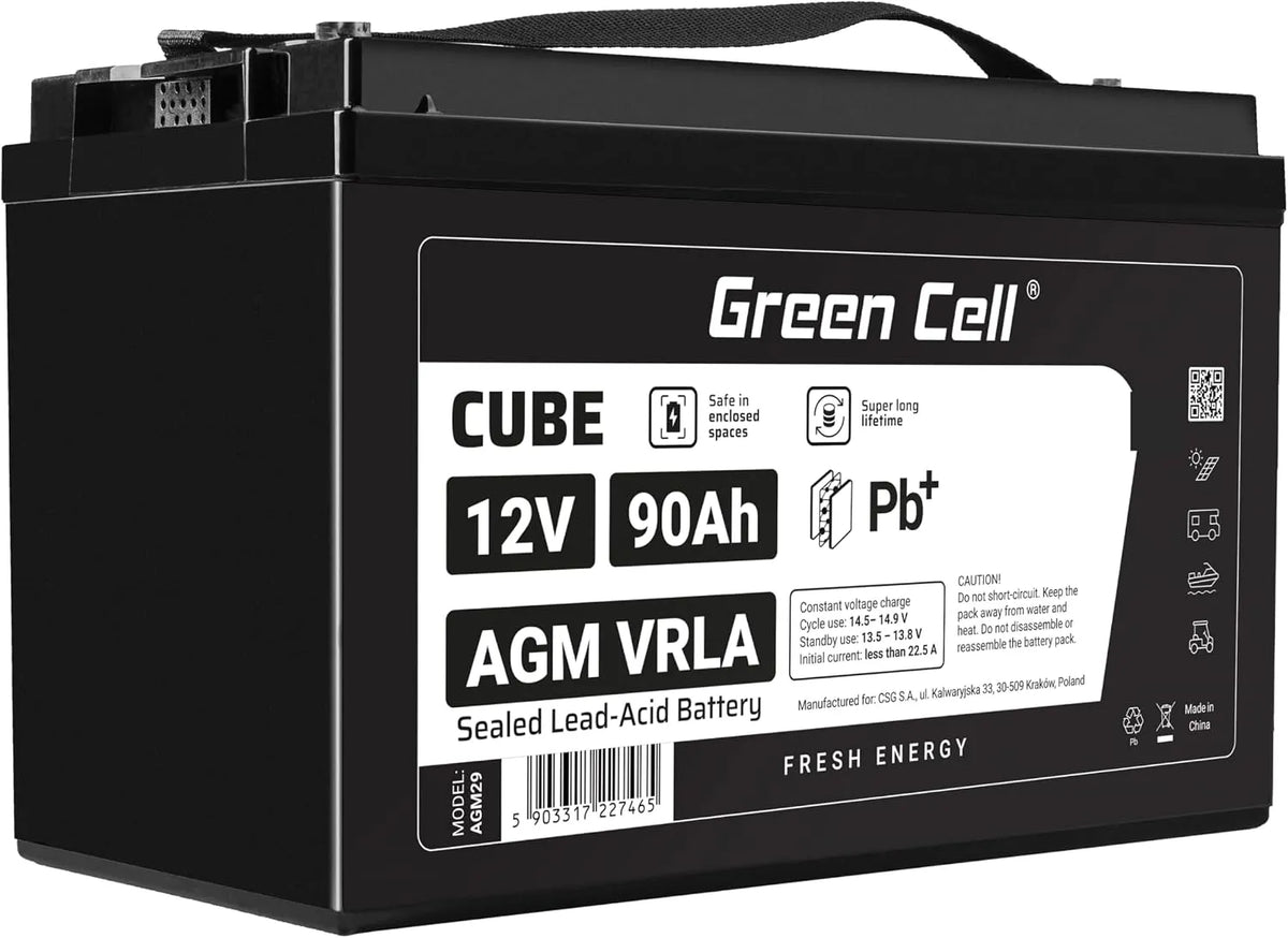 Versorgungsbatterie und Solar- und Freizeitakku, 90Ah, 12V, solarbetrieben, für Camping und Wohnmobil