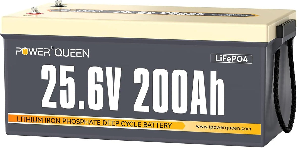 LiFePO4 LiFePO4-Batterie und Solar-Speicherbatterie, 200Ah, 5120Wh, für Camping und Wohnmobil, mit BMS, 25,6V, 24V