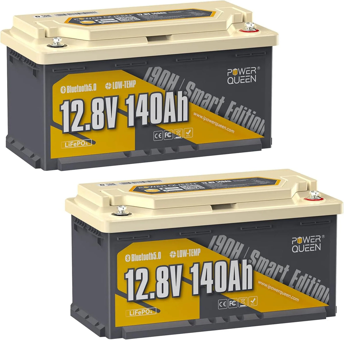 Queen LiFePO4 LiFePO4-Batterie und Solar-Speicherbatterie, 140Ah, 12V, 150A, mit BMS, mit Bluetooth, für Camping und Wohnmobil