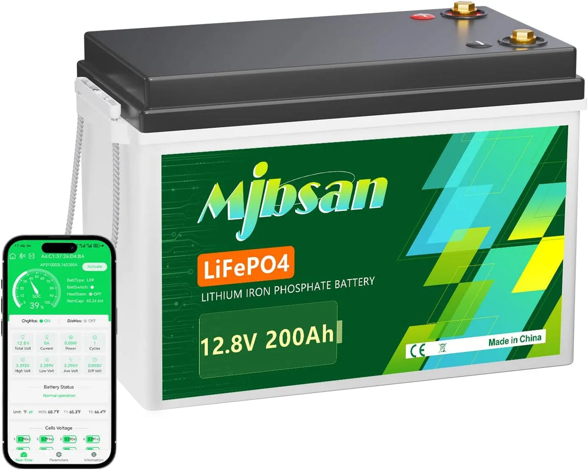 LiFePO4-Batterie und Solar-Speicherbatterie, 200ah, solarbetrieben, mit BMS, für Zyklenbetrieb, 2560Wh, 12V