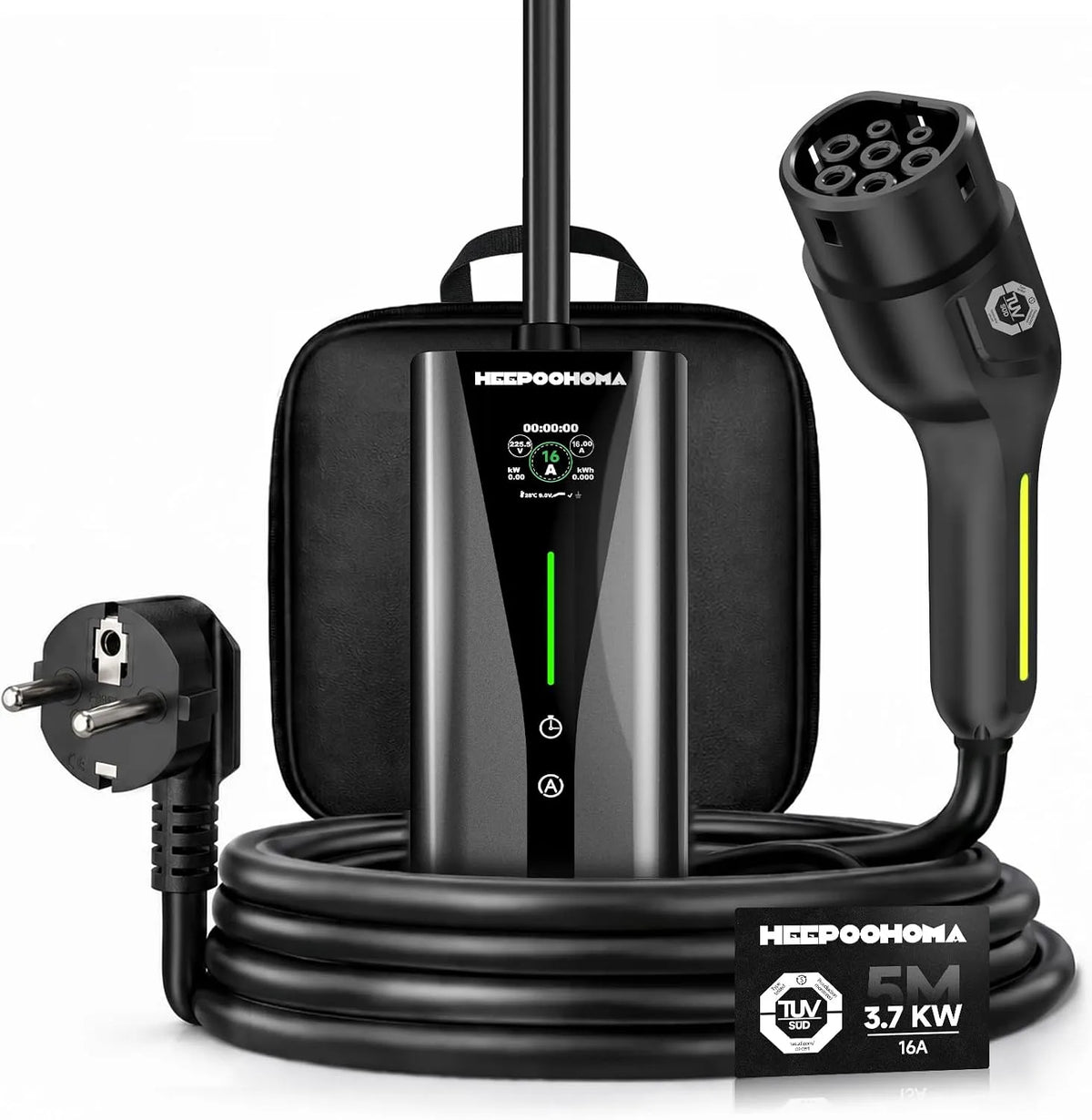 Typ-2-Ladekabel für Elektroautos und Mode-3-EV-Kabel, 3,68kW, 3.7KW, 16A, 5m, mit Digitalanzeige, einphasig