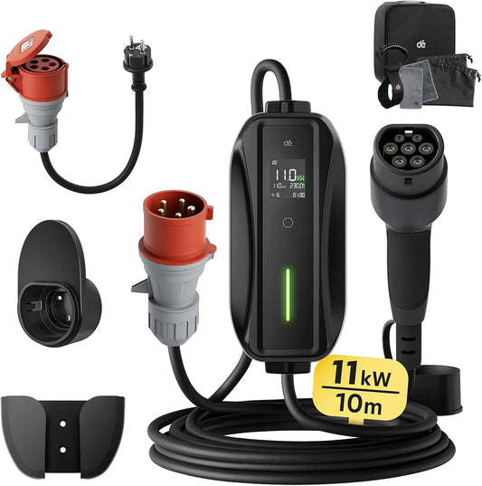 Wallbox-Ladestation für Elektroautos und Mobiles EV-Ladegerät, 11kW, dreiphasig