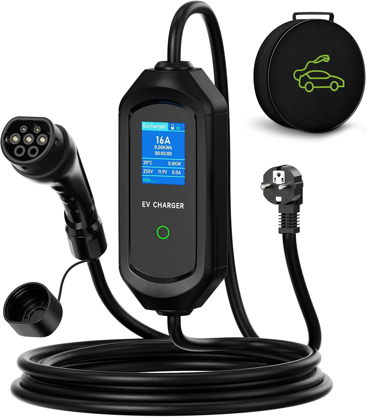 Typ-2-Ladekabel für Elektroautos und Mode-3-EV-Kabel, 3,6kW, 16A, 5M, Typ 2, Schuko-Anschluss