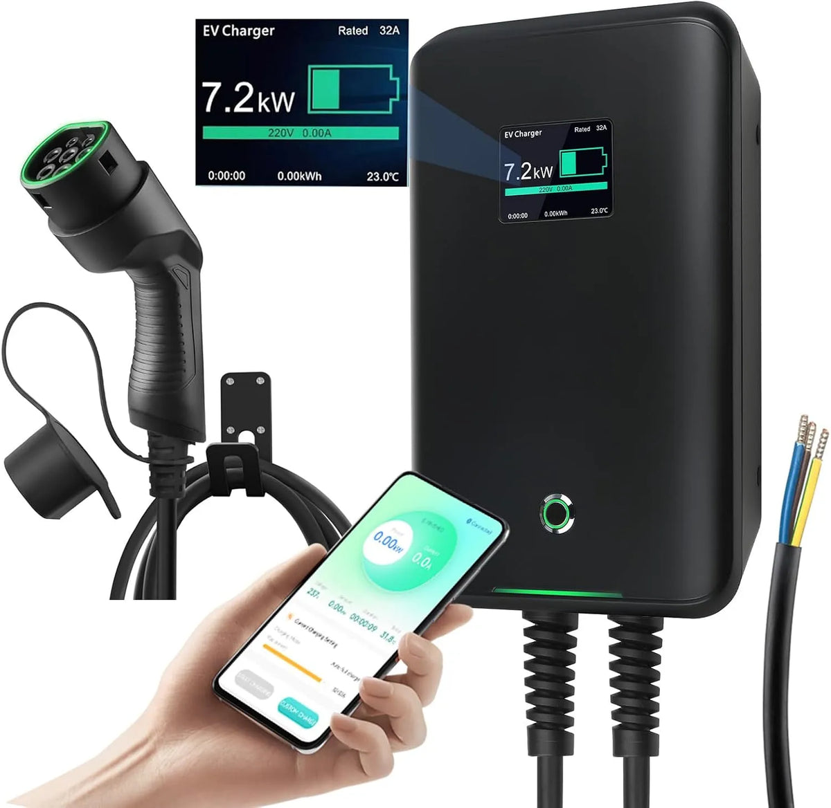 Typ-2-Ladekabel für Elektroautos und Mode-3-EV-Kabel, Typ 2, 7 kW, 32 A, 6,1 m