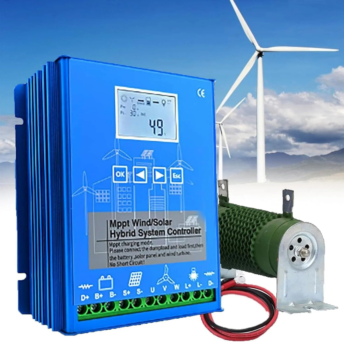 Windkraftanlage und Windgenerator, 12 V, solarbetrieben, mit MPPT-Regler, 24 V, für netzunabhängige Solaranlagen