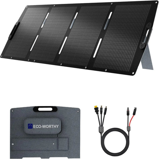 ECO-WORTHY Tragbare Powerstation und Solargenerator, 200W, solarbetrieben, faltbar, für Camping und Wohnmobil