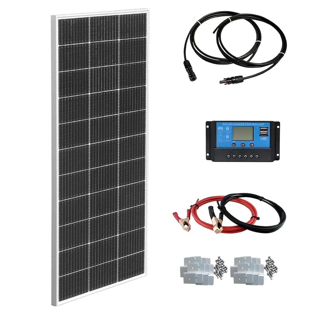 Mobiles Solar-Komplettset und Solarlade-Set, 100W, 12V, für Gartenbewässerung, solarbetrieben, monokristallin, 24V