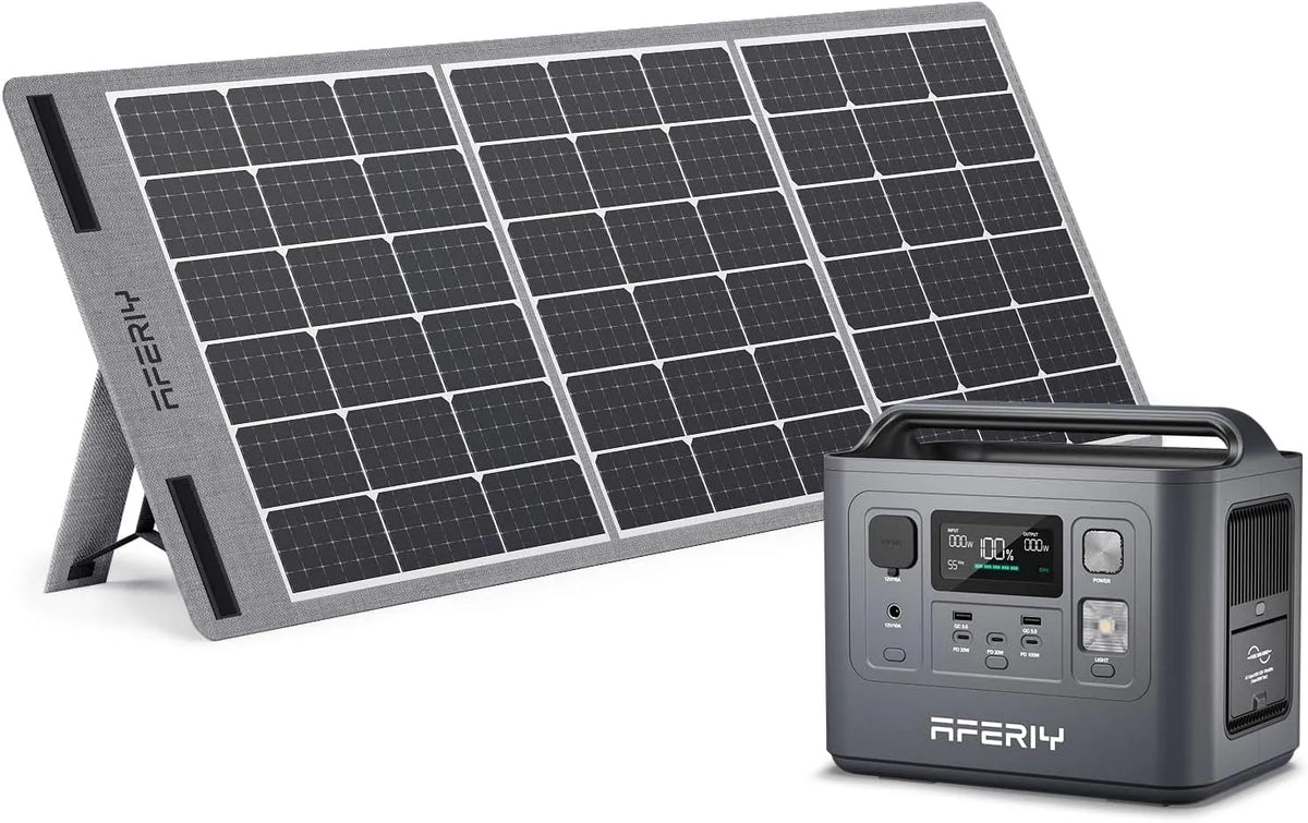 AFERIY P010 Tragbare Powerstation und Solargenerator, solarbetrieben, 512Wh, 800W, 100W, 230V, reine Sinuswelle