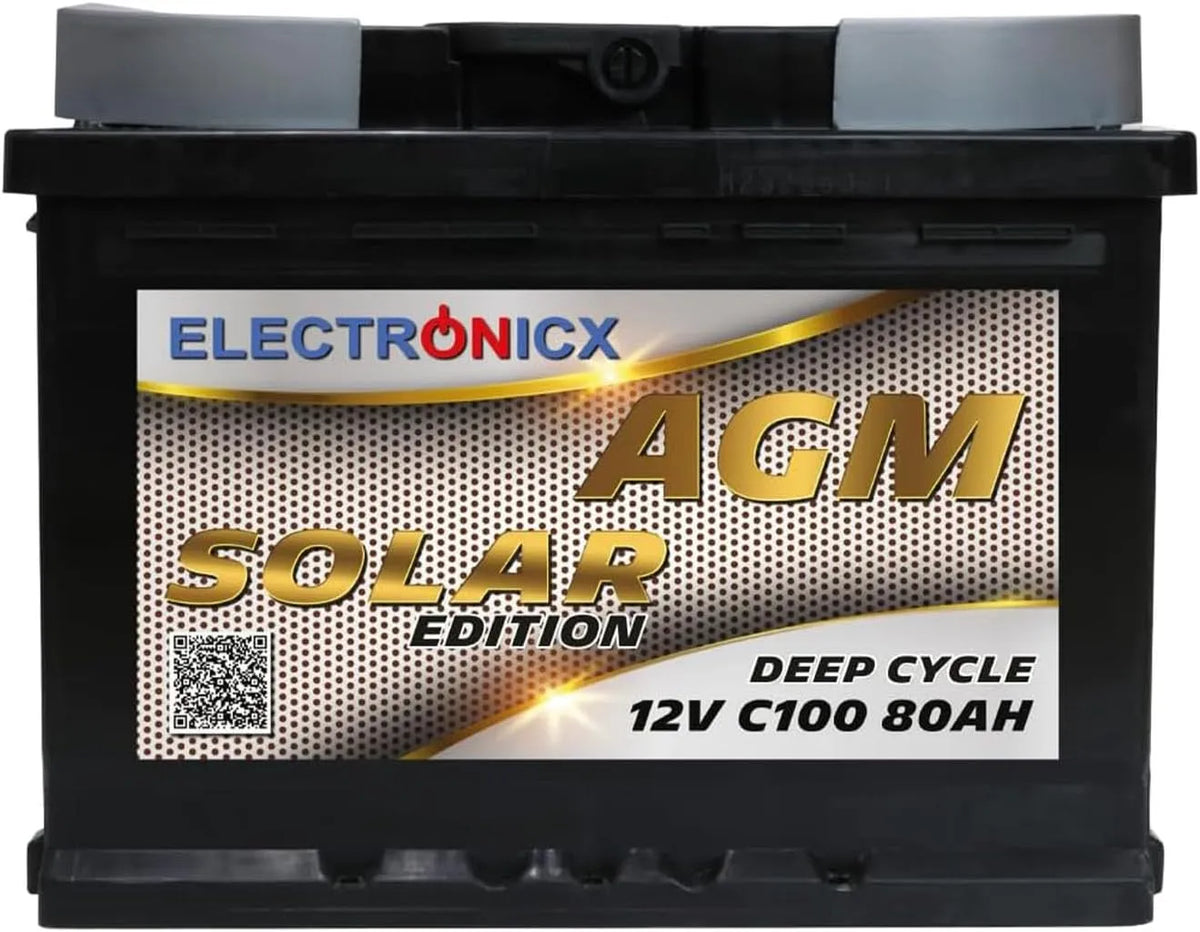 Versorgungsbatterie und Solar- und Freizeitakku, 80Ah, solarbetrieben, für Zyklenbetrieb, 12V, für Camping und Wohnmobil