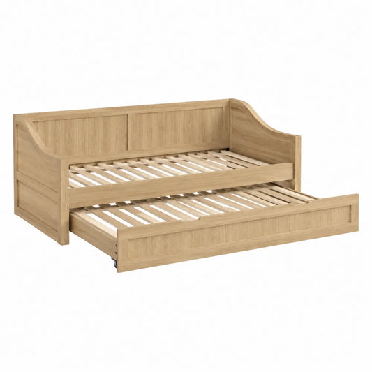 Holztagesbett mit Ausziehbett Eiche Natur 200x90 cm
