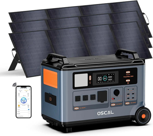 LiFePO4 Tragbare Powerstation und Solargenerator, 3600Wh, solarbetrieben, für Camping und Wohnmobil