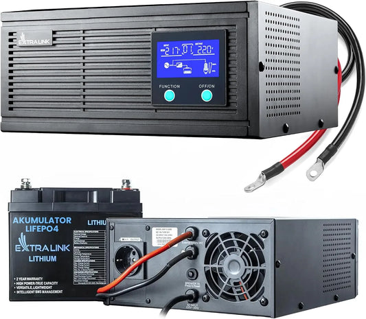 Akku LiFePO4 DC-AC-Wechselrichter und Spannungswandler, 480W, 600VA, mit Akku, mit BMS, 12.8V, 40AH