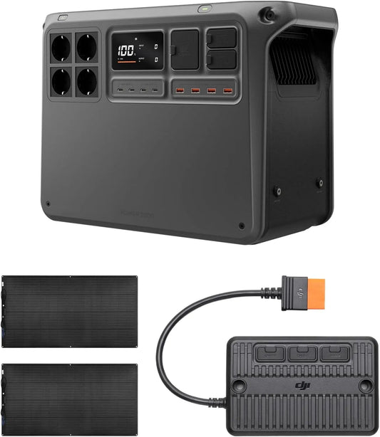 Tragbare Powerstation und Solargenerator, 2048 Wh, solarbetrieben, flexibel, 3000 W, 400W
