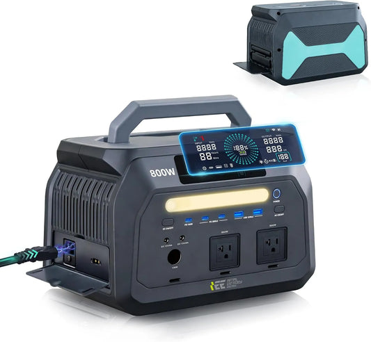 IEETek P800 Tragbare Powerstation und Solargenerator, solarbetrieben, 512Wh, 800W, 1600W, Schnellladefunktion