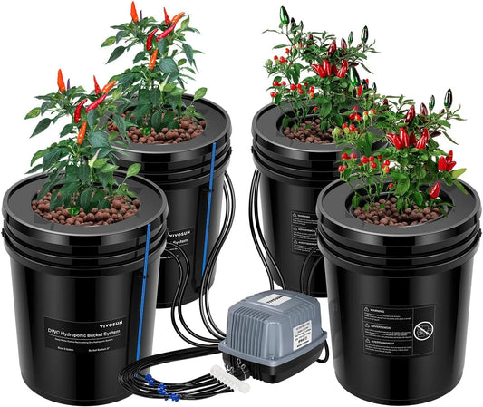 VIVOSUN DWC Hydrokultur System 19L 4 Eimer mit Top-Drip-Kit