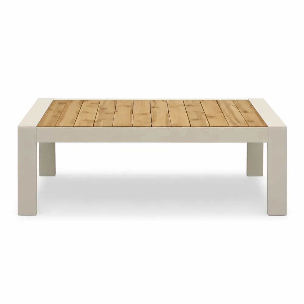 Rechteckiger Gartentisch aus Teakholz mit Aluminiumrahmen 140x80x45 cm