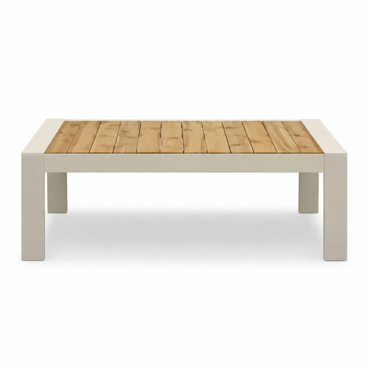 Rechteckiger Gartentisch aus Teakholz mit Aluminiumrahmen 140x80x45 cm