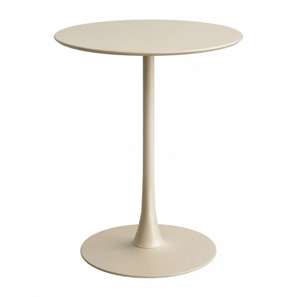 Runder Tisch aus pulverbeschichtetem Aluminium in Beige Ø 60 cm