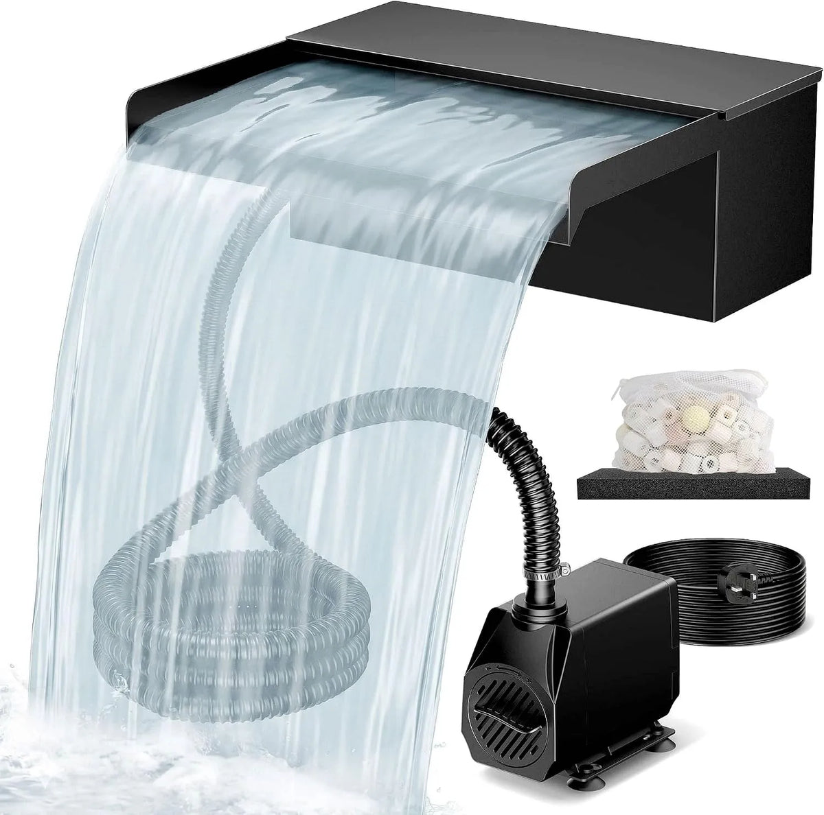 Biling 30cm 2500l/h Wasserfall Teich mit Filter für Gartenteiche bis 5000L