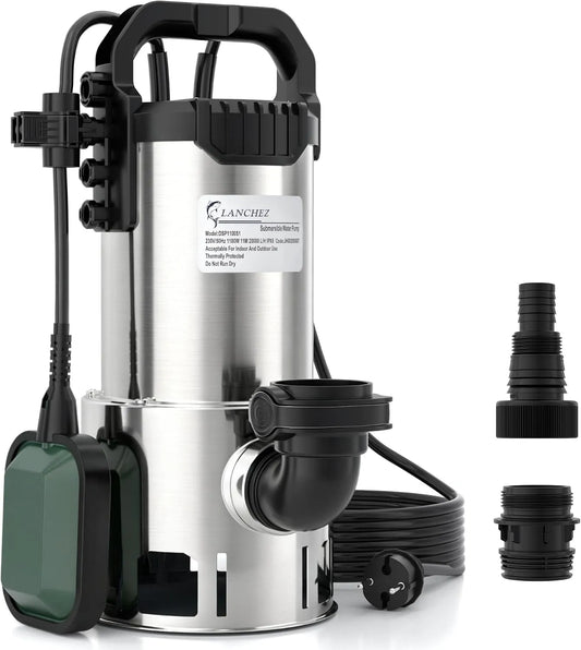 Schmutzwasser-Tauchpumpe und Entwässerungspumpe, mit Schwimmerschalter, 20.000 l/h, 1100W, 11 m, 3,5 cm, für Pool und Entwässerung