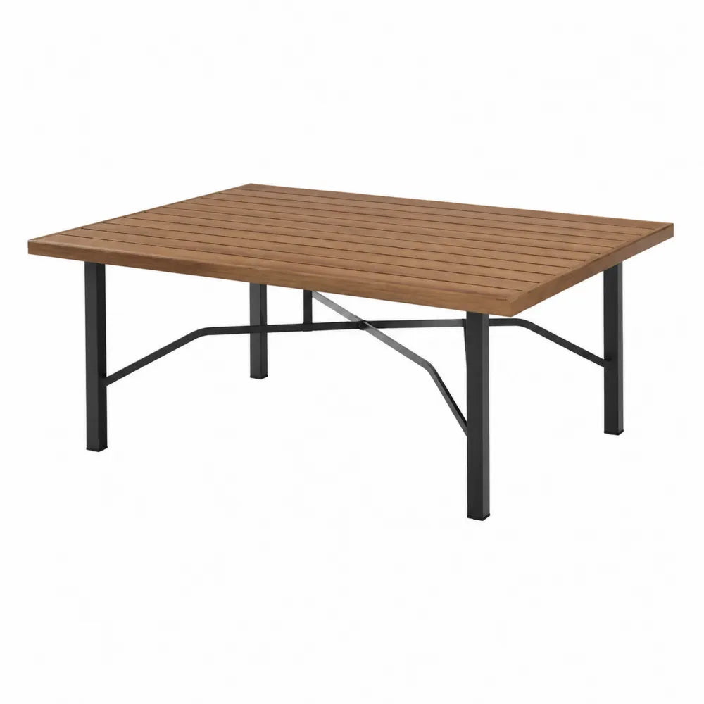 Rechteckiger Gartentisch aus Holz und Metallrahmen, 150 cm x 90 cm