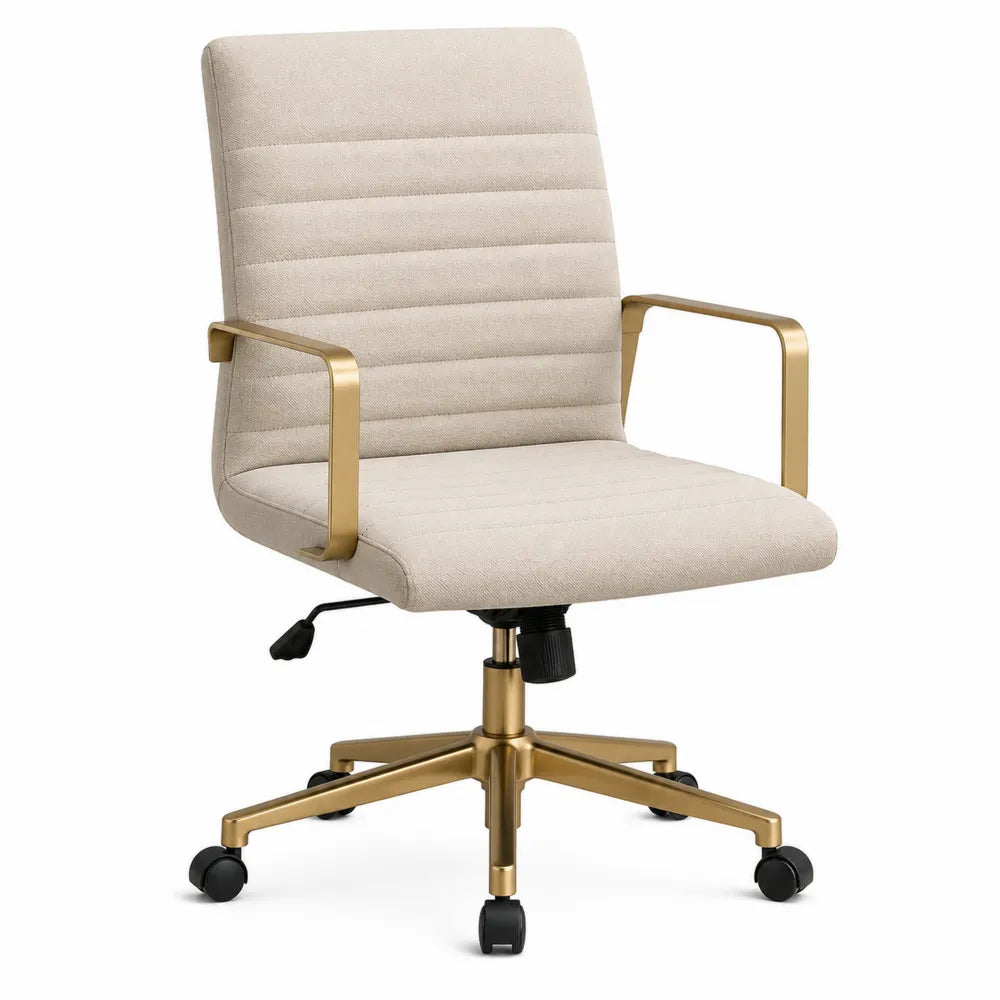 Bürostuhl aus Polyestergewebe mit goldenem Metallgestell